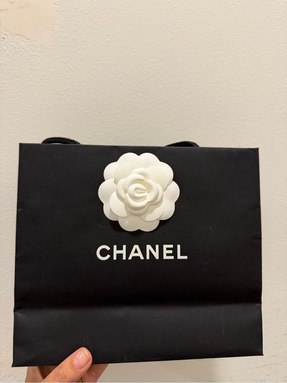 CHANEL Black & White Camellia Paper Tote